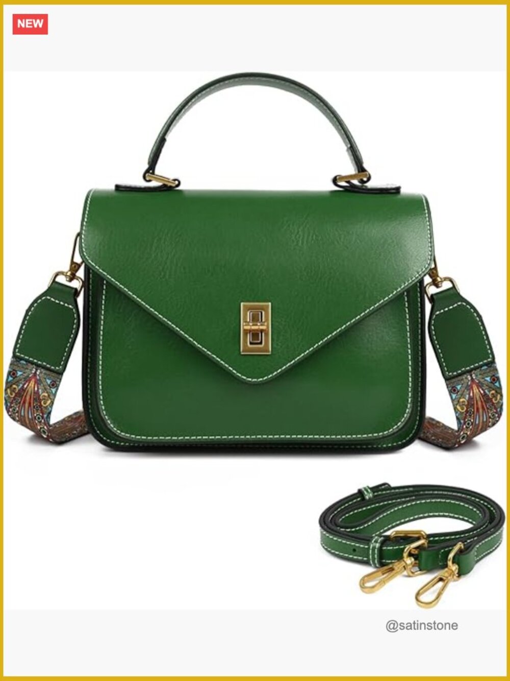 Genuine Leather Crossbody Bag with Adjustable Dual Strap Lightweight Travel